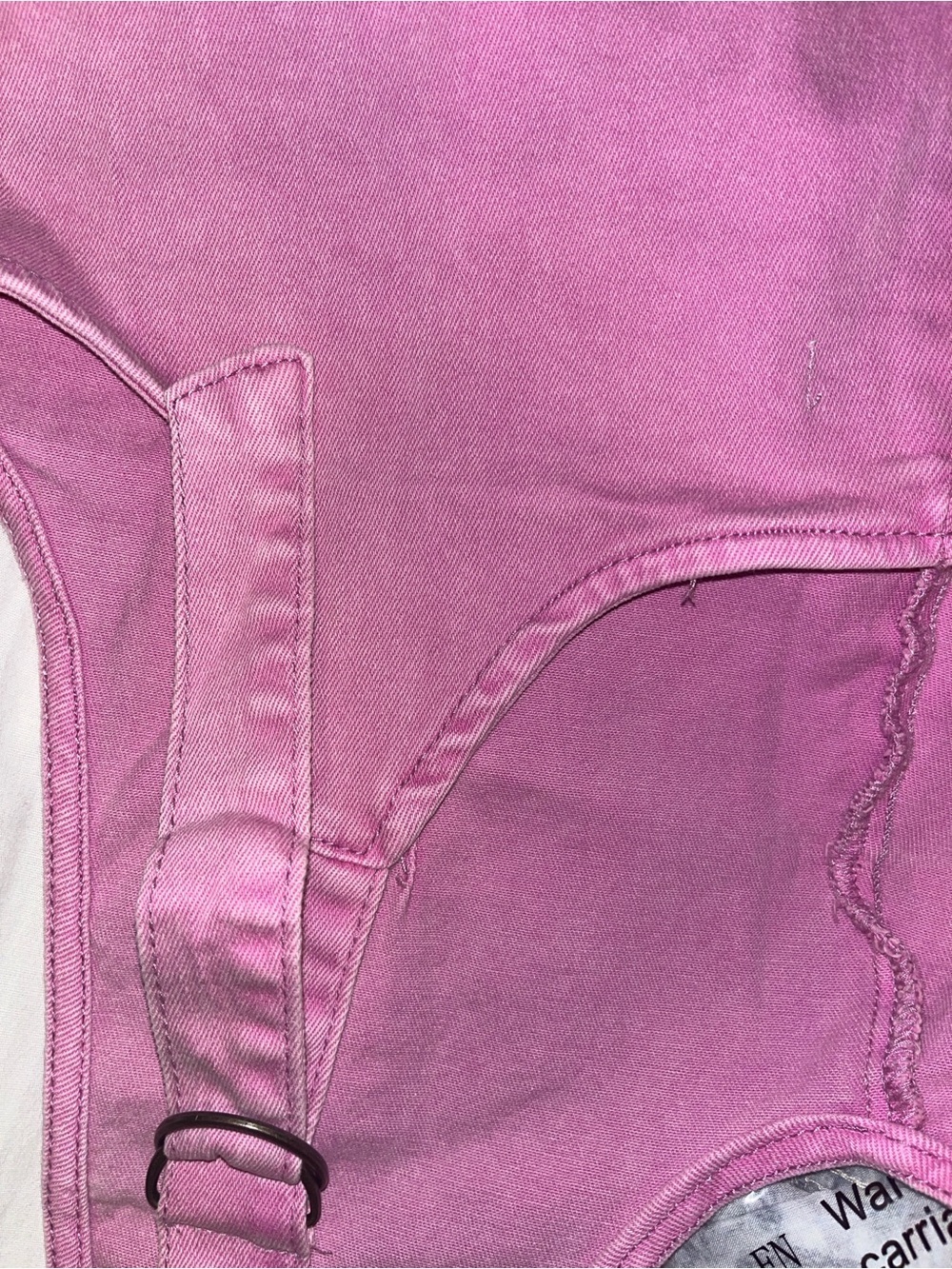 Zenana Outfitters L Pink V-Neck Relaxed Cotton Denim Stretch Overalls - Picture 3 of 6